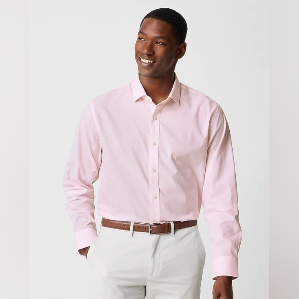 NWT J.Crew Wrinkle Free Long Sleeve Dress Shirt Size Small Pearl Pink Windowpane